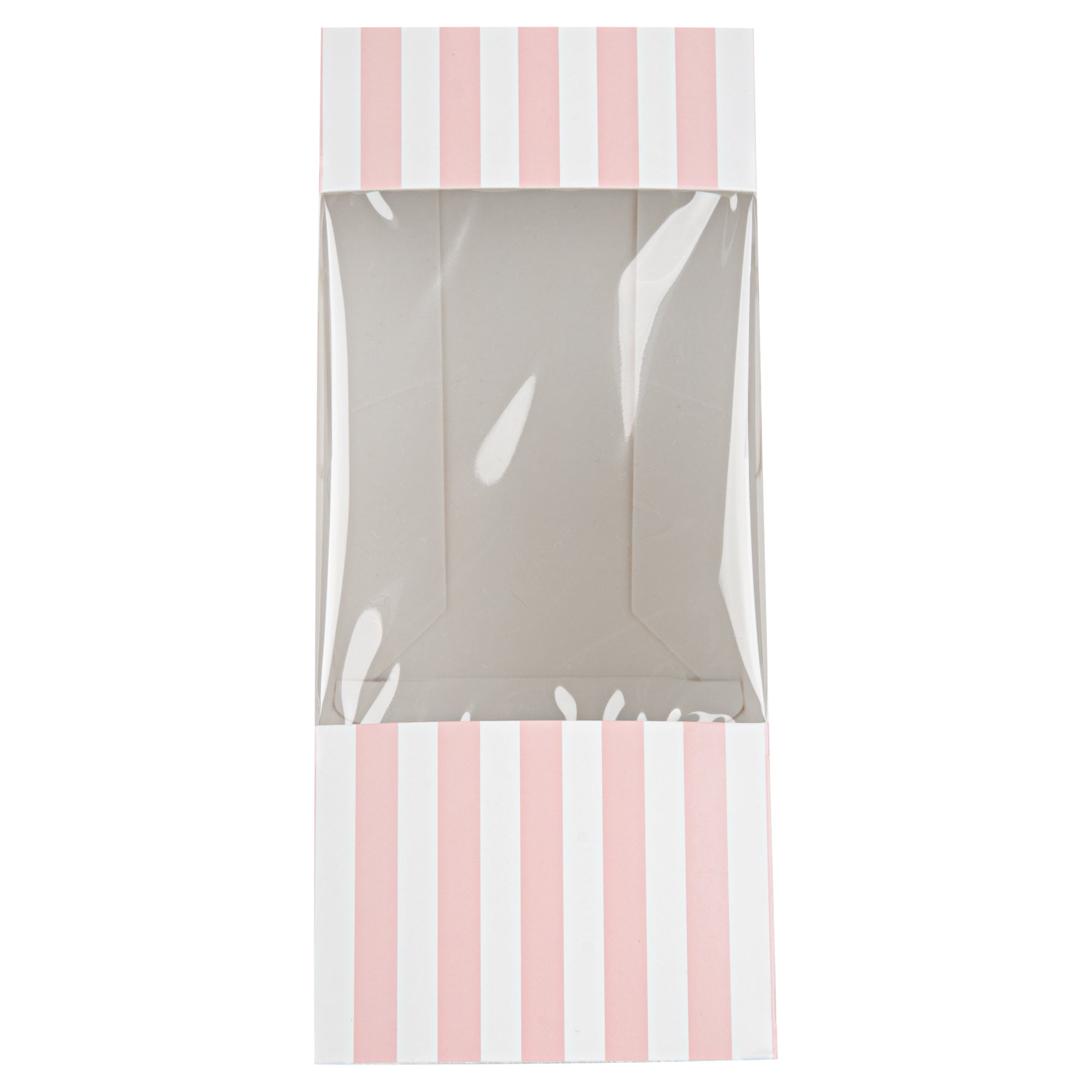 Cafe Vision Triangle Pink and White Stripe Paper Medium Sandwich Box - 4 3/4" x 4 3/4" x 2 3/4" - 200 count box