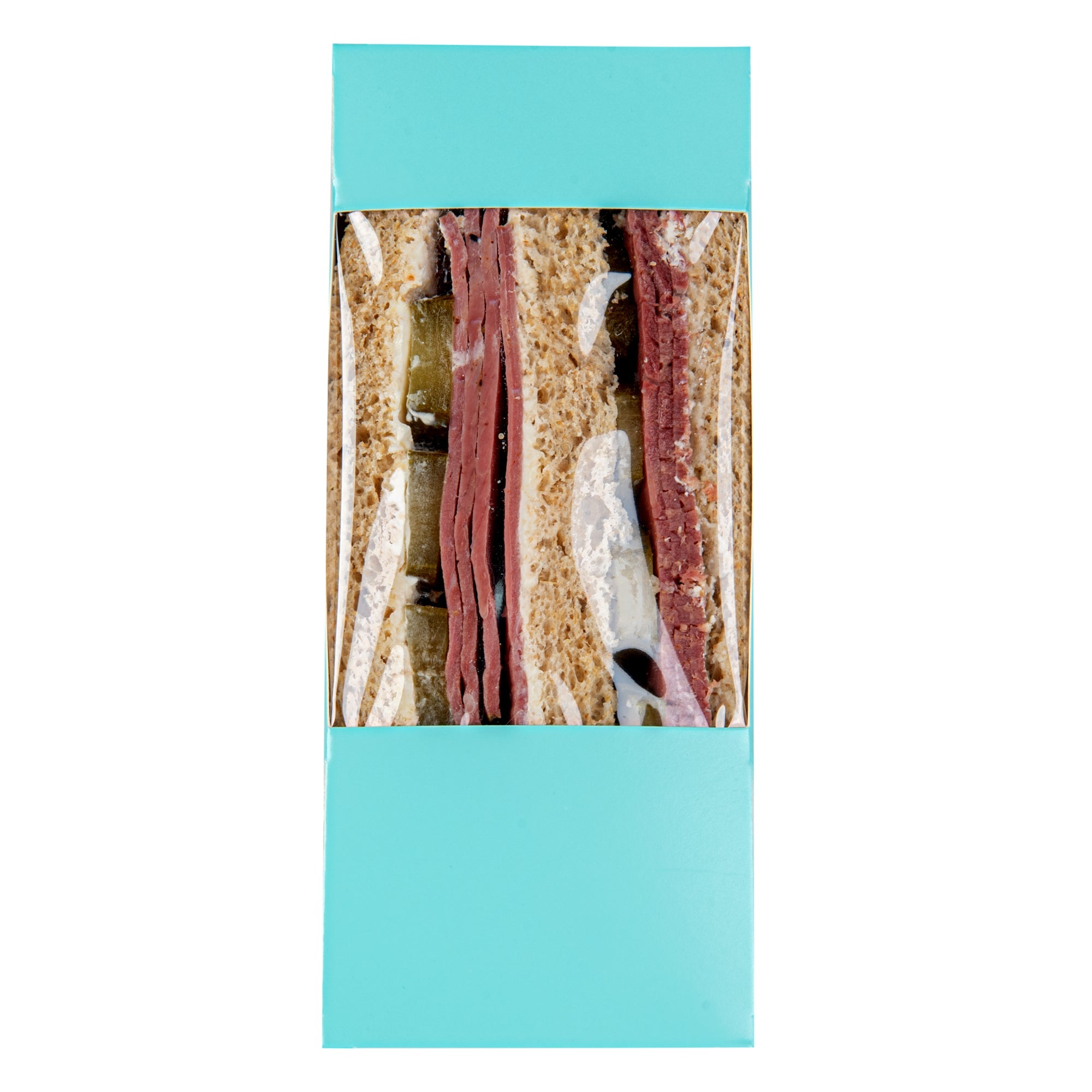 Cafe Vision Triangle Turquoise Paper Medium Sandwich Box - 4 3/4" x 4 3/4" x 2 3/4" - 25 count box