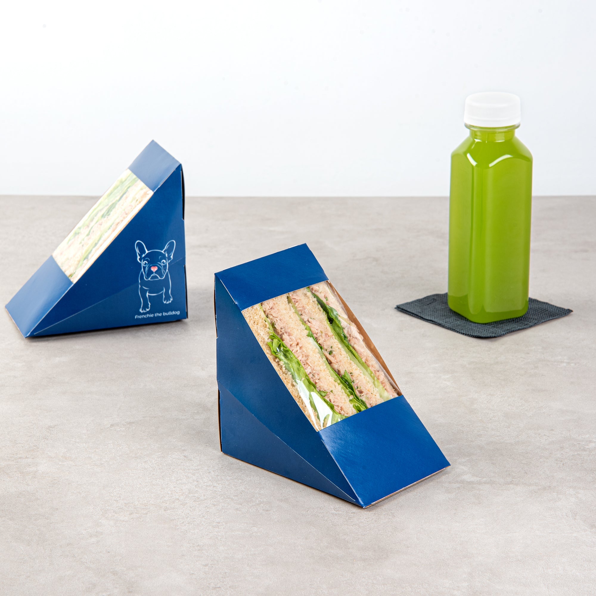 Cafe Vision Triangle Frenchie Paper Large Sandwich Box - 4 3/4" x 4 3/4" x 3 1/4" - 200 count box