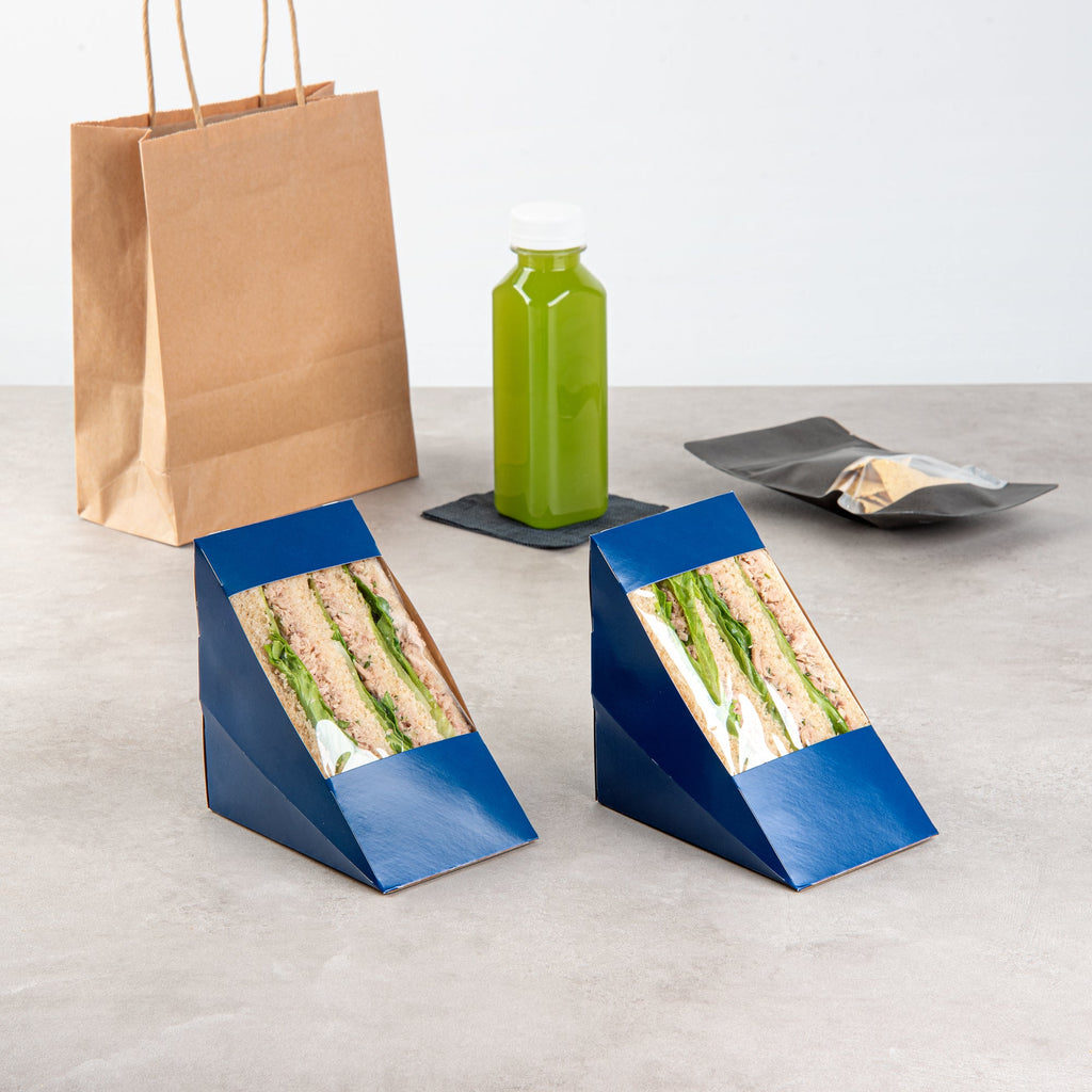 Cafe Vision Triangle Frenchie Paper Large Sandwich Box - 4 3/4" x 4 3/4" x 3 1/4" - 200 count box