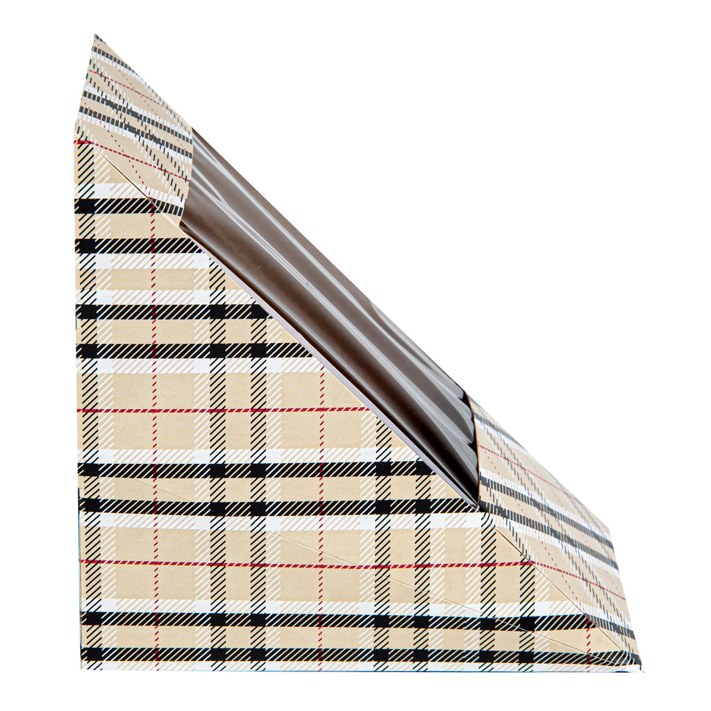 Cafe Vision Triangle Plaid Paper Large Sandwich Box - 4 3/4" x 4 3/4" x 3 1/4" - 25 count box