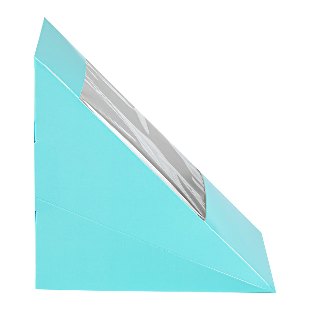 Cafe Vision Triangle Turquoise Paper Large Sandwich Box - 4 3/4" x 4 3/4" x 3 1/4" - 25 count box
