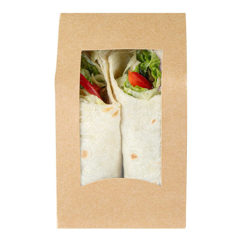 Cafe Vision Rectangle Kraft Paper Sandwich / Wrap Take Out Container - Angle Cut - 6" x 3 3/4" x 2" - 200 count box