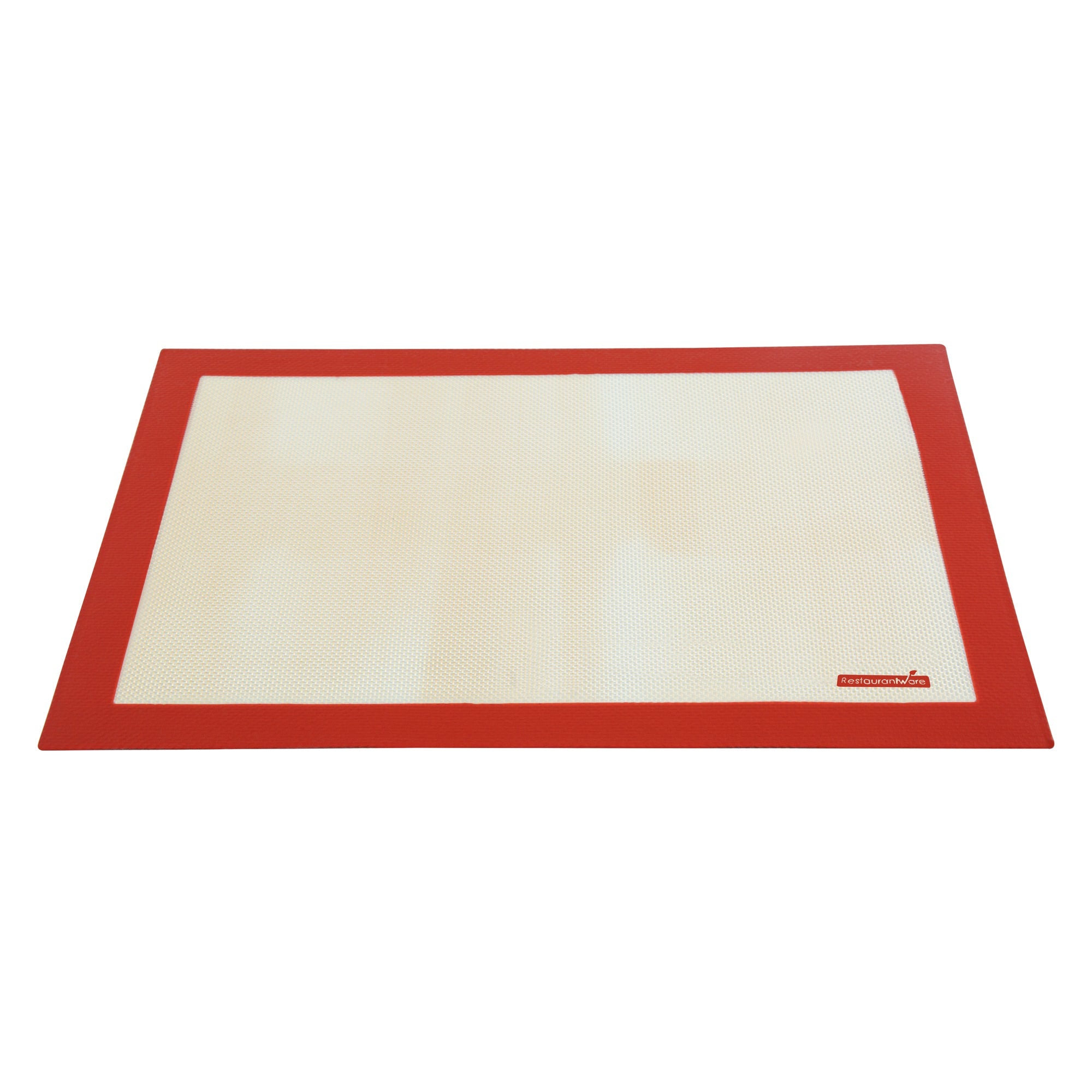 Pastry Tek Rectangle Tan and Red Silicone Half Size Baking Mat - Ultra Durable - 11 3/4" x 15 3/4" - 1 count box