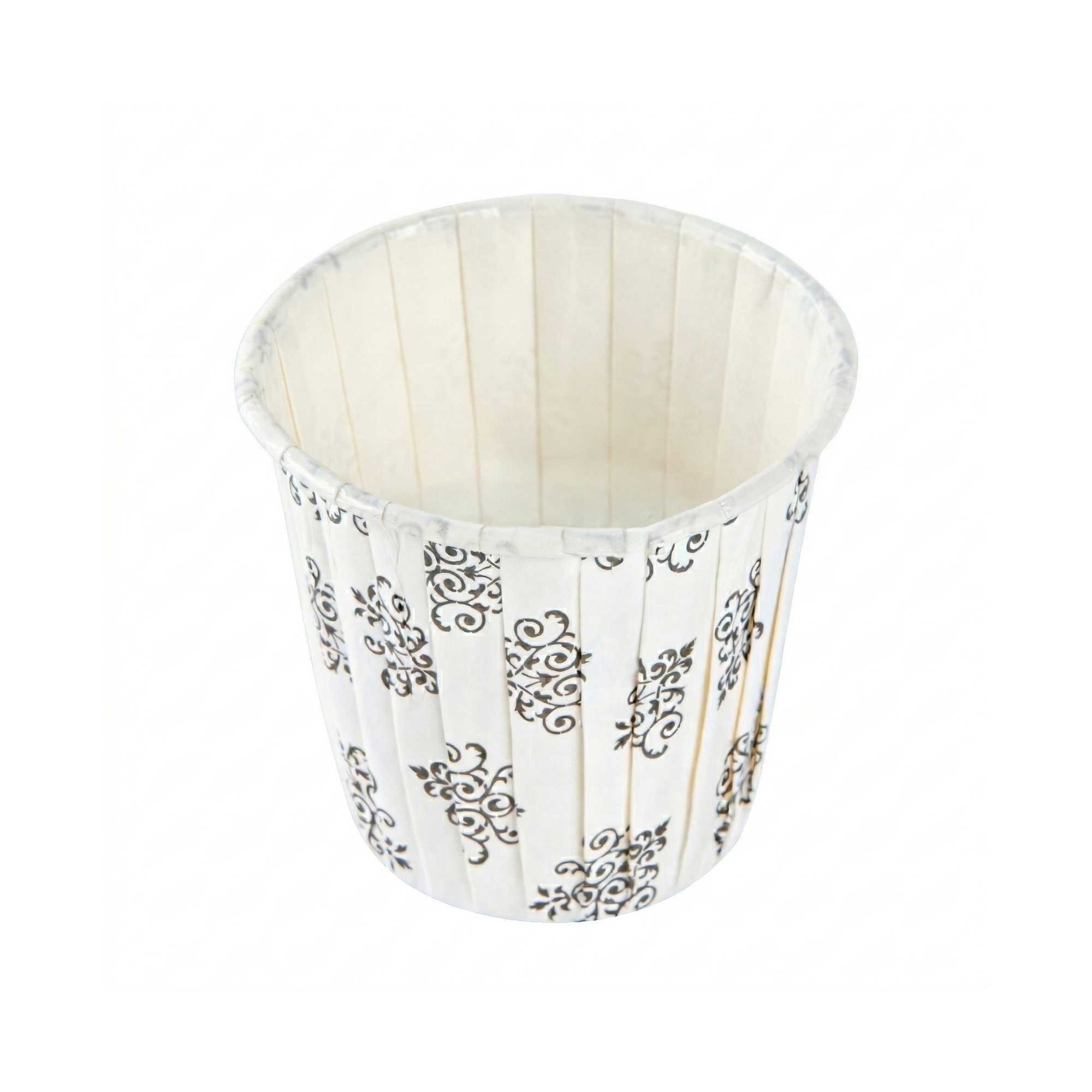 Panificio 4 oz Round Vintage Floral Paper Tall Baking Cup - Pleated - 3" x 3" x 2 3/4" - 200 count box