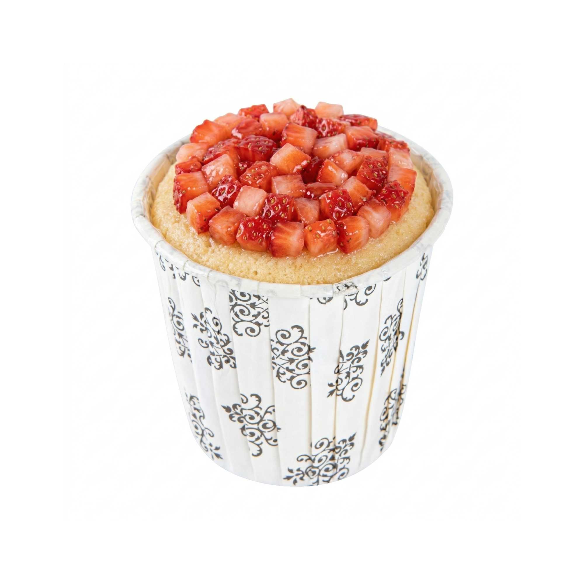 Panificio 4 oz Round Vintage Floral Paper Tall Baking Cup - Pleated - 3" x 3" x 2 3/4" - 200 count box