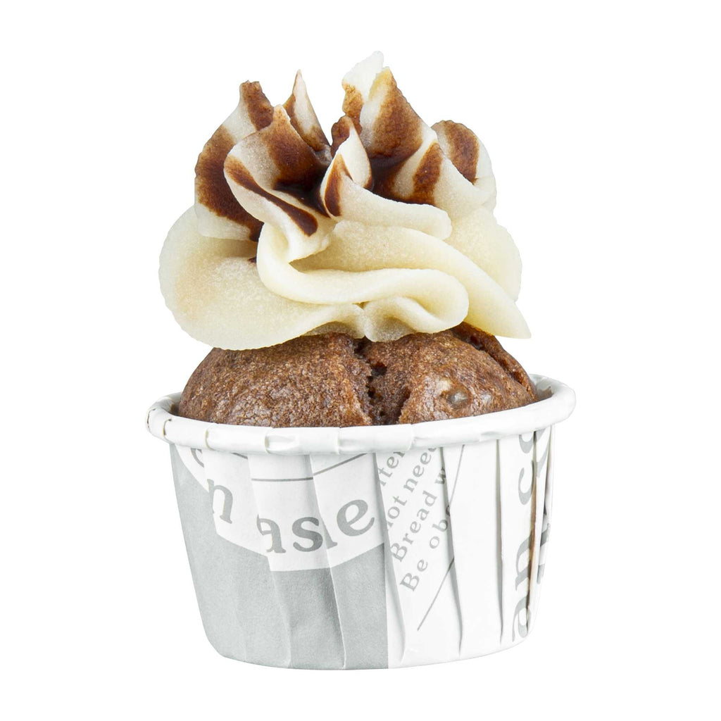 Panificio 1 oz Round Newsprint Paper Small Baking Cup - Pleated - 2" x 2" x 1 1/4" - 200 count box