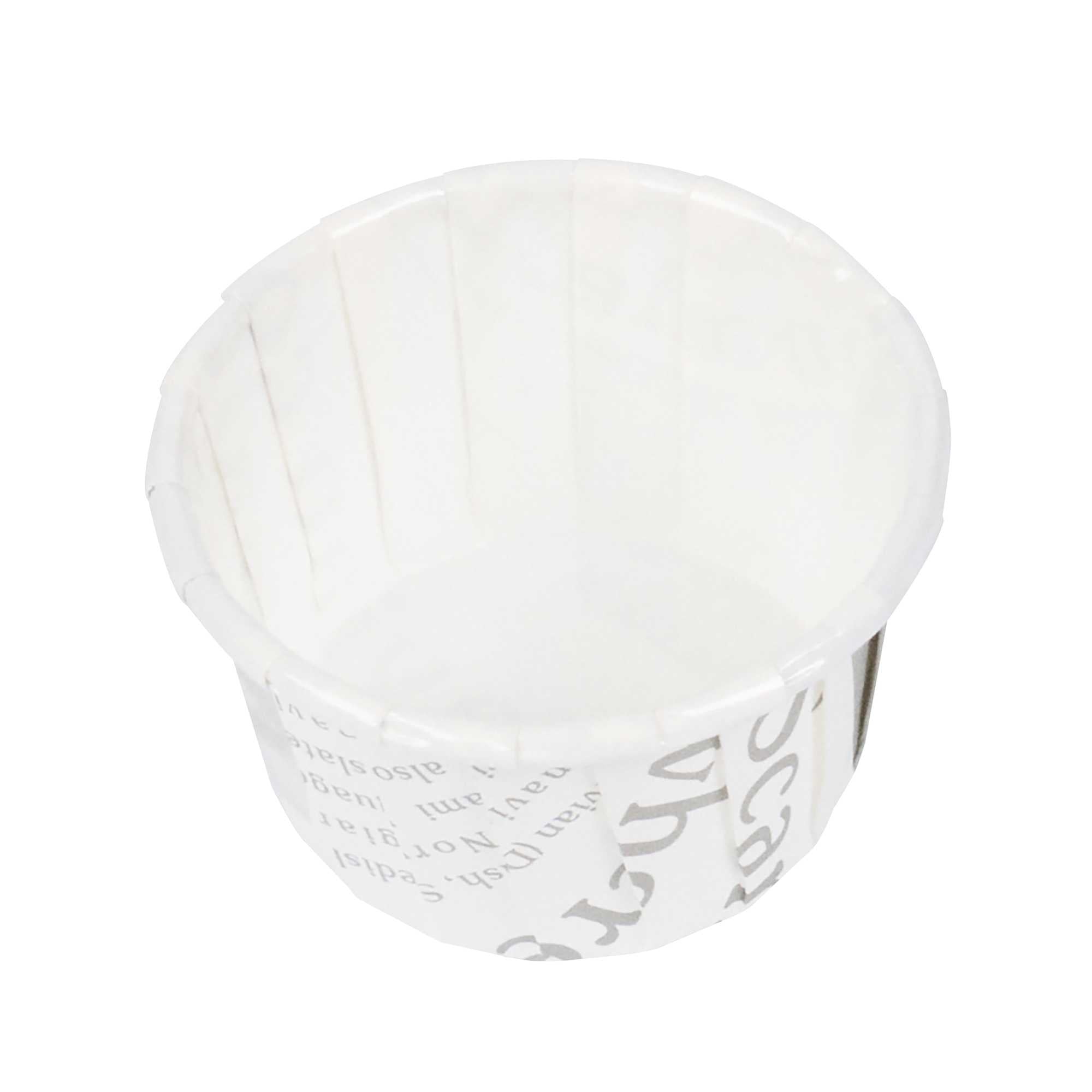 Panificio 1 oz Round Newsprint Paper Small Baking Cup - Pleated - 2" x 2" x 1 1/4" - 200 count box