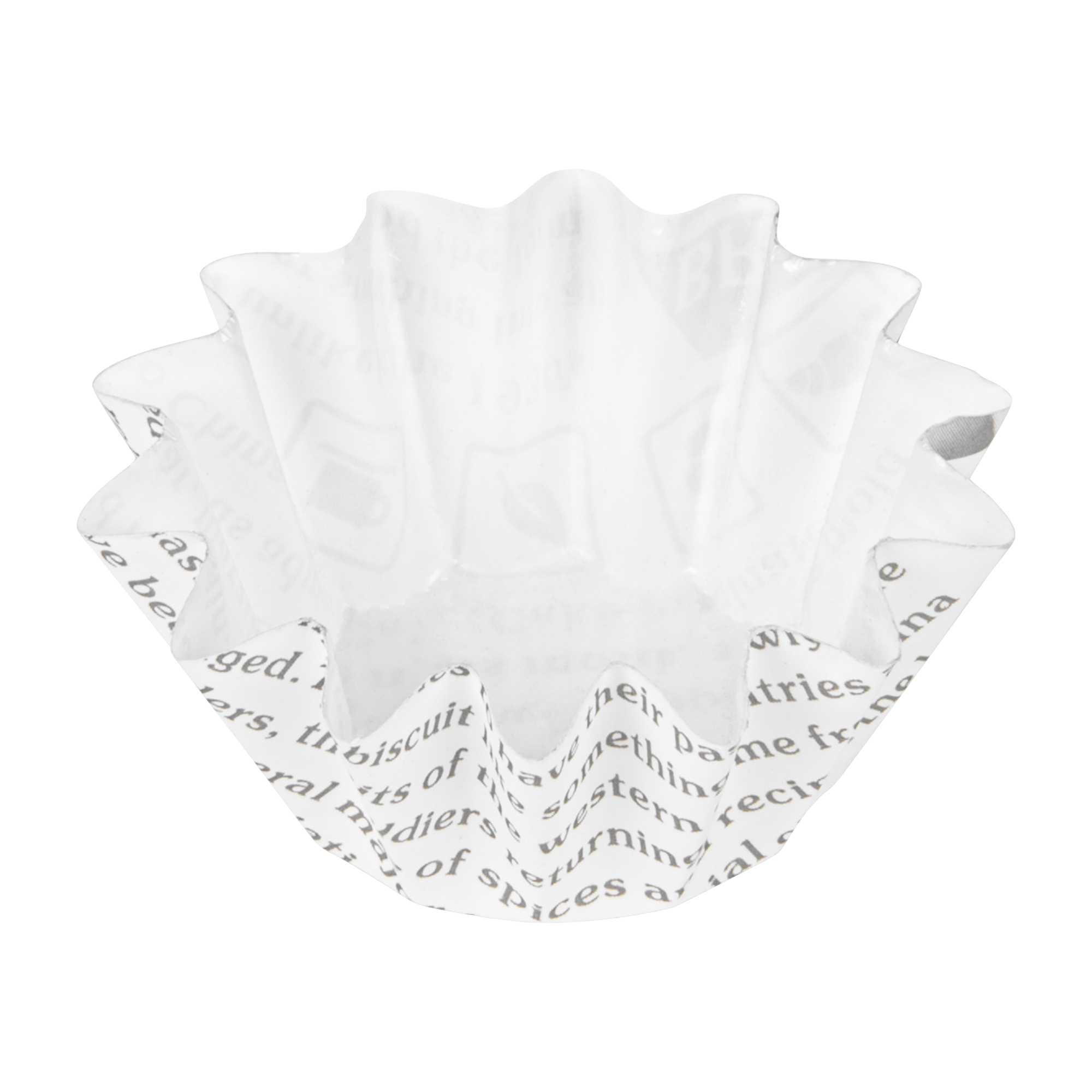 Panificio 0.4 oz Round Newsprint Paper Mini Baking Cup - Flared - 2" x 2" x 1/2" - 200 count box