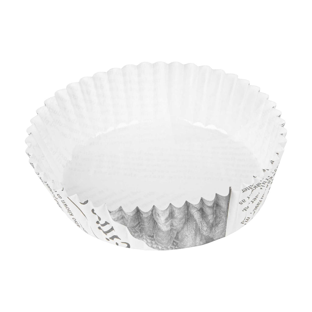 Panificio 4 oz Round Newsprint Paper Baking Cup - Ridged - 3 1/4" x 3 1/4" x 1" - 200 count box