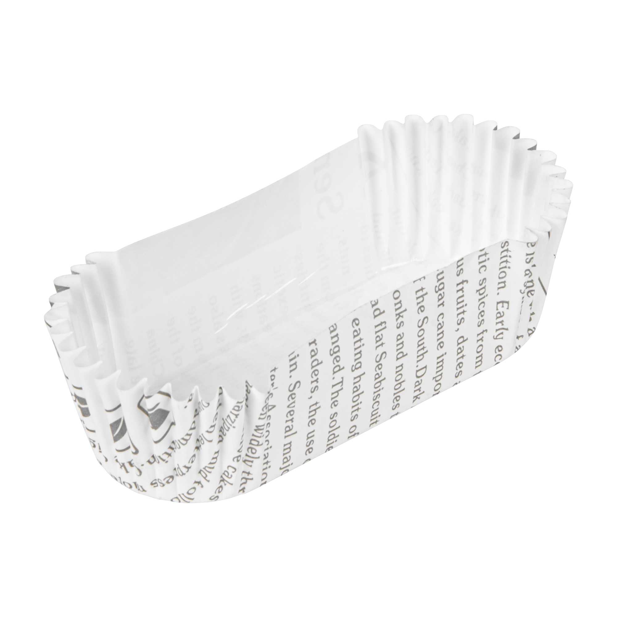 Panificio 1 oz Elliptical Newsprint Paper Regular Baking Cup - Ridged - 3 1/2" x 1 1/2" x 3/4" - 200 count box
