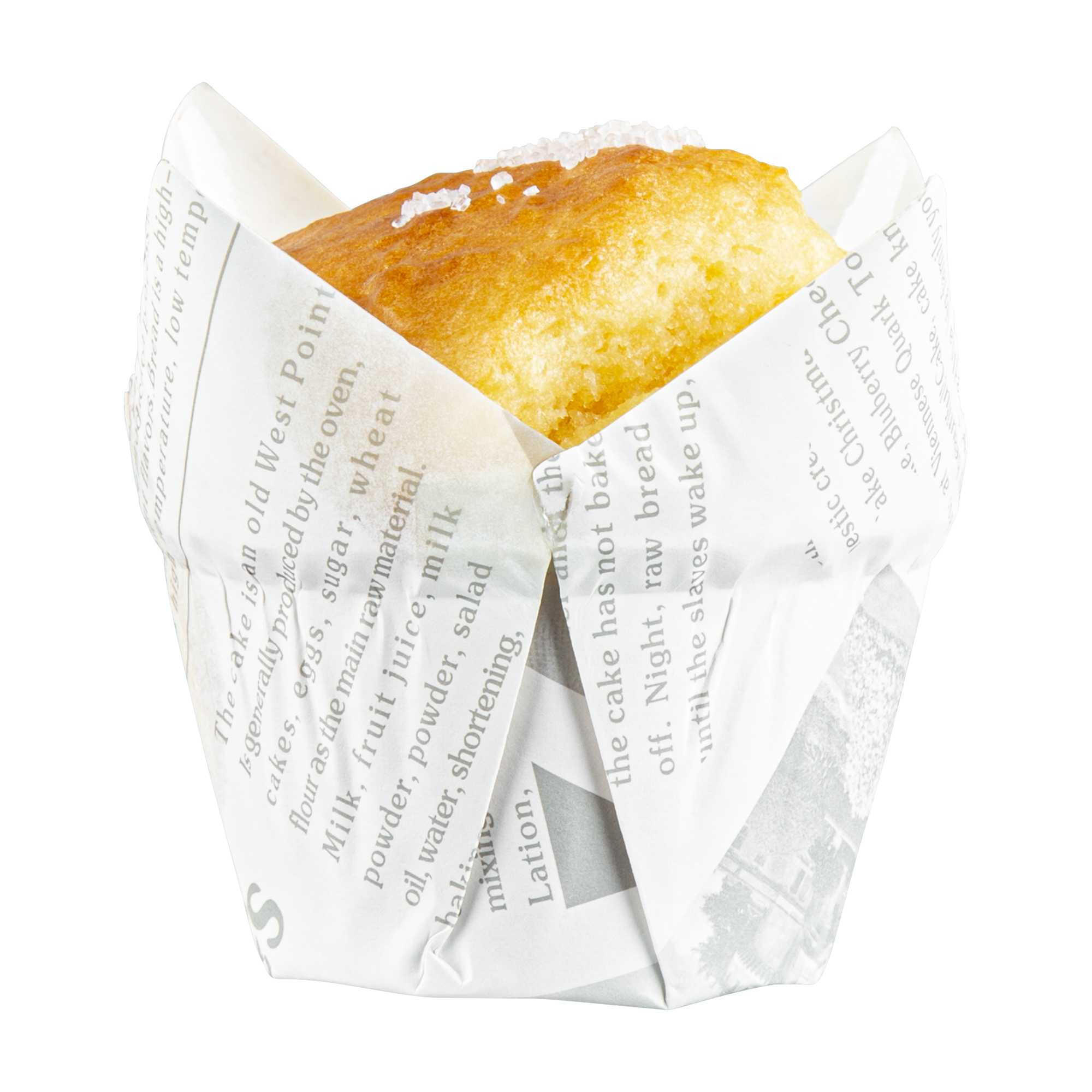Panificio 1 oz Tulip Newsprint Paper Regular Baking Cup - 3" x 3" x 3 1/2" - 200 count box