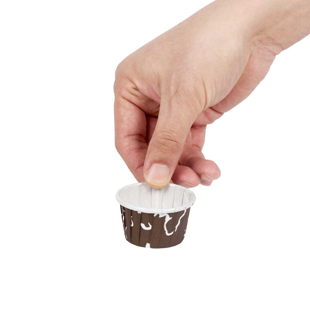 Panificio 1 oz Round Chocolate Wisp Paper Small Baking Cup - Pleated - 2" x 2" x 1 1/4" - 200 count box