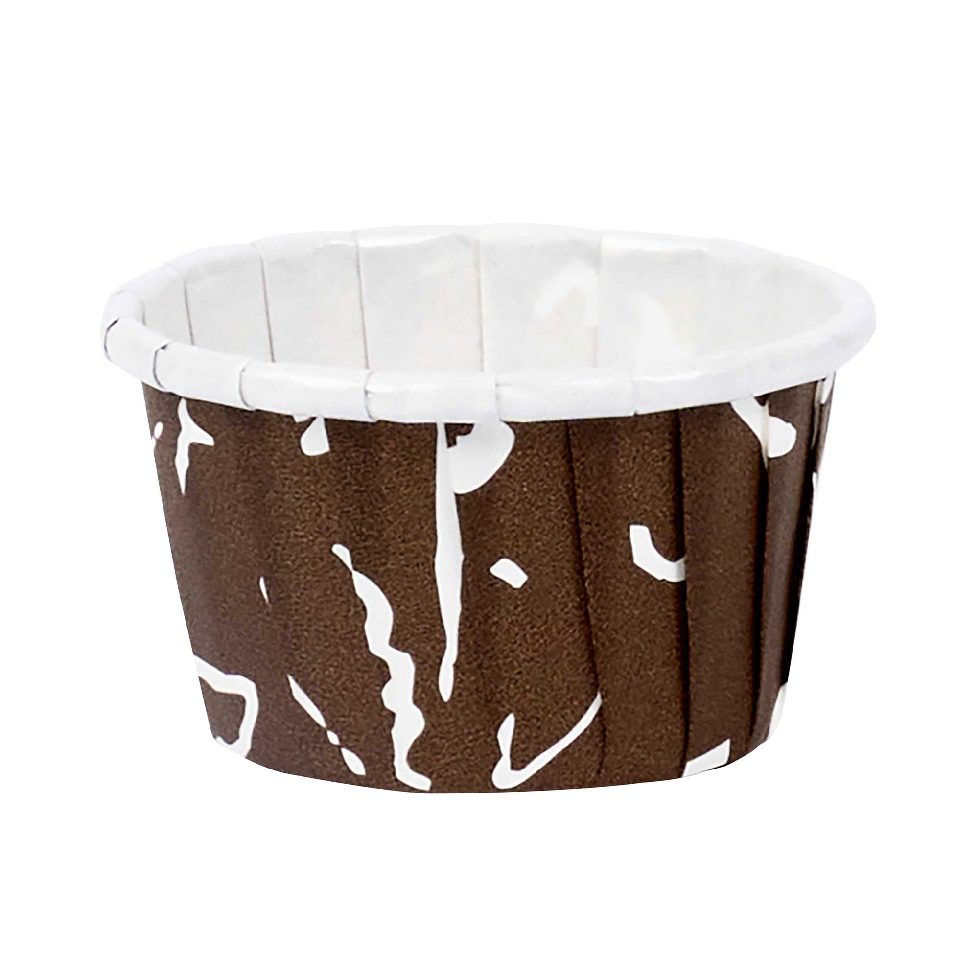 Panificio 1 oz Round Chocolate Wisp Paper Small Baking Cup - Pleated - 2" x 2" x 1 1/4" - 200 count box