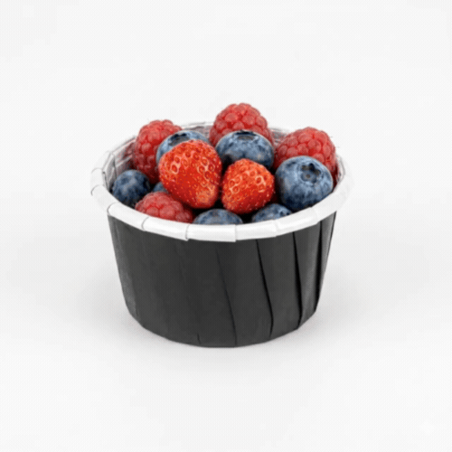 Panificio 1 oz Round Black Paper Small Baking Cup - Pleated - 2" x 2" x 1 1/4" - 200 count box