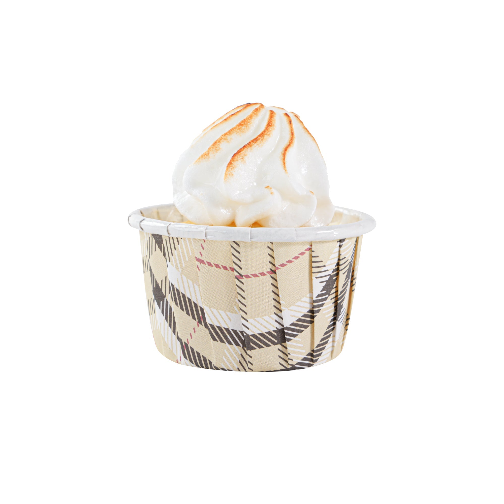 Panificio 1 oz Round Plaid Paper Small Baking Cup - Pleated - 2" x 2" x 1 1/4" - 200 count box