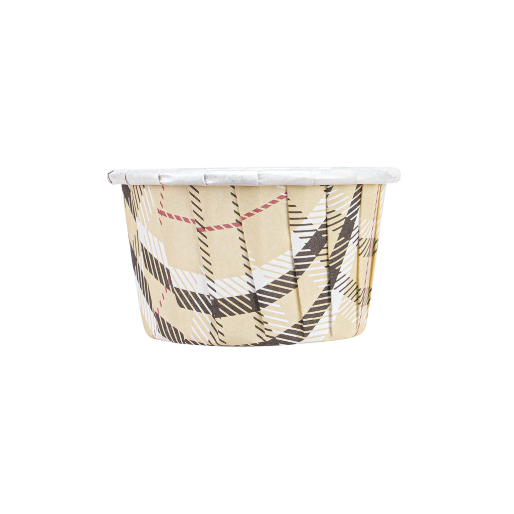 Panificio 1 oz Round Plaid Paper Small Baking Cup - Pleated - 2" x 2" x 1 1/4" - 200 count box