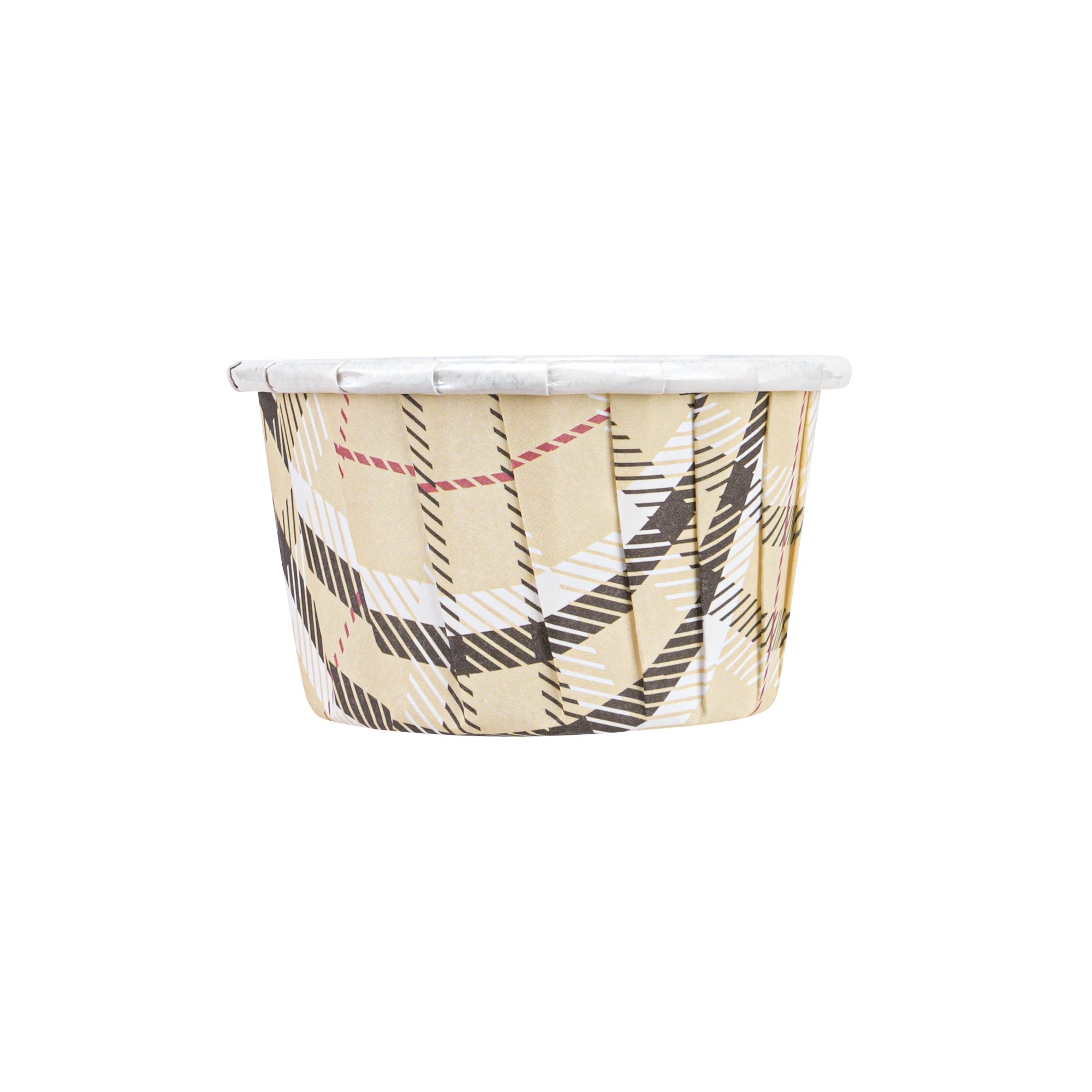 Panificio 1 oz Round Plaid Paper Small Baking Cup - Pleated - 2" x 2" x 1 1/4" - 200 count box