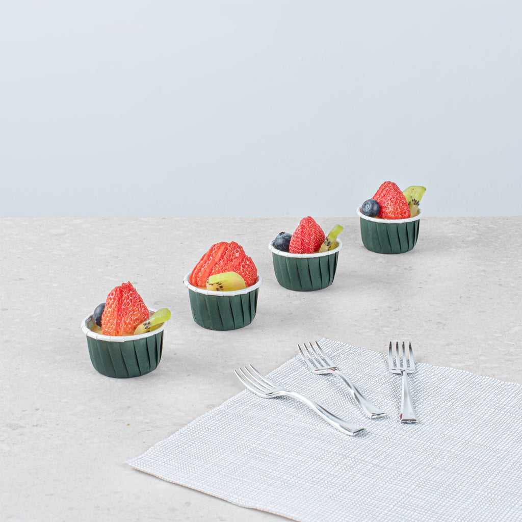 Panificio 1 oz Round Forest Green Paper Small Baking Cup - Pleated - 2" x 2" x 1 1/4" - 200 count box