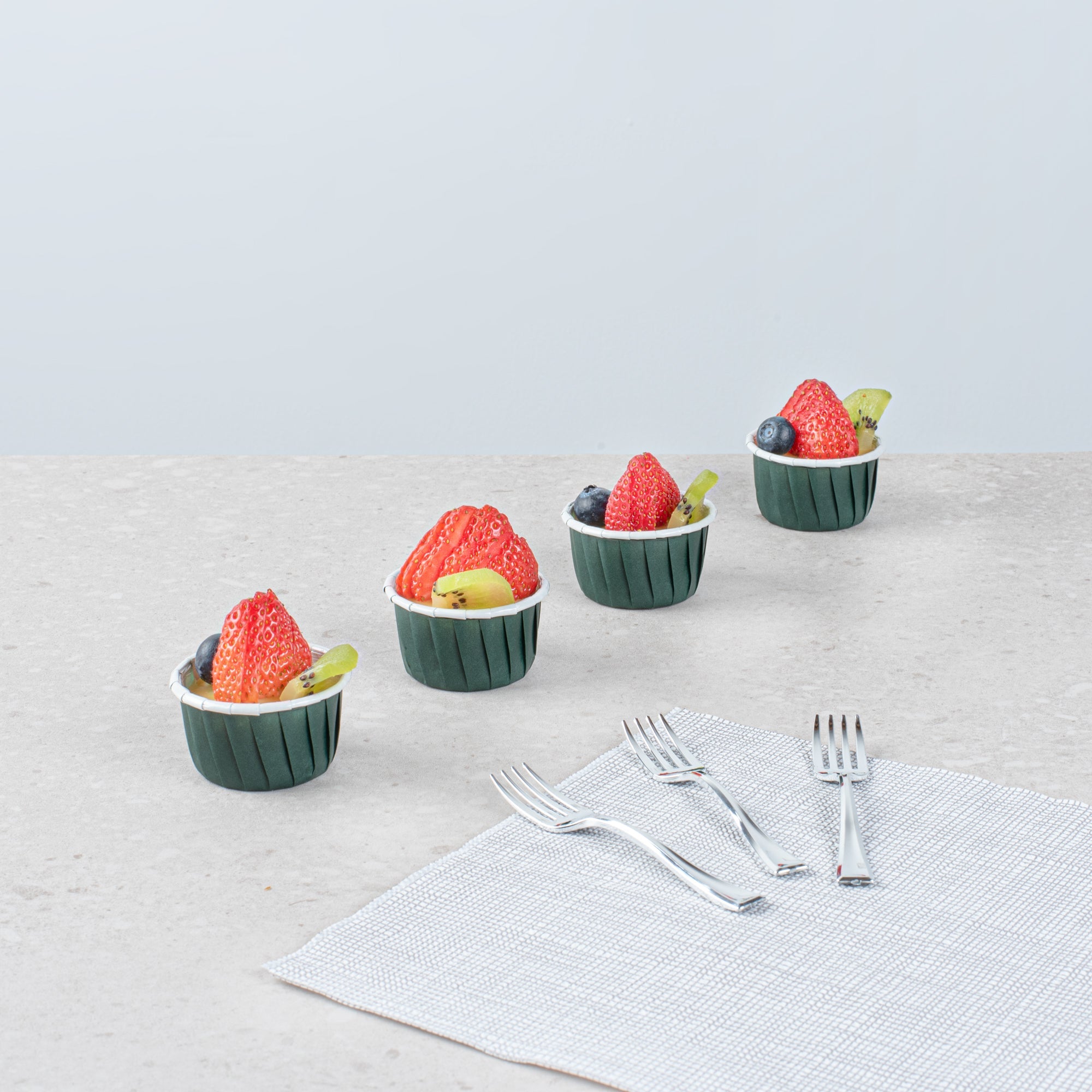 Panificio 1 oz Round Forest Green Paper Small Baking Cup - Pleated - 2" x 2" x 1 1/4" - 200 count box