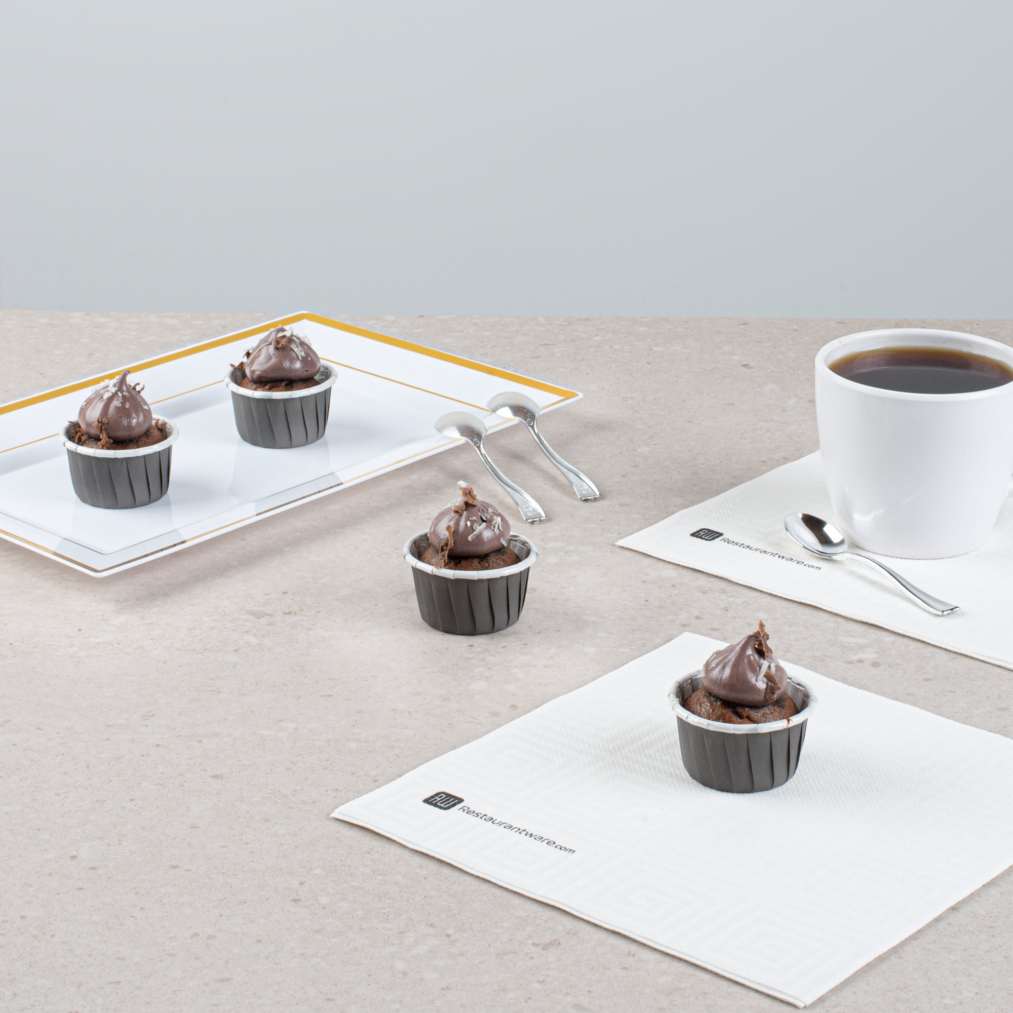 Panificio 1 oz Round Gray Paper Small Baking Cup - Pleated - 2" x 2" x 1 1/4" - 200 count box