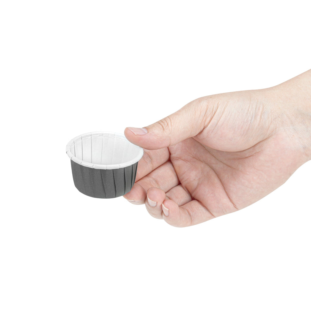 Panificio 1 oz Round Gray Paper Small Baking Cup - Pleated - 2" x 2" x 1 1/4" - 200 count box