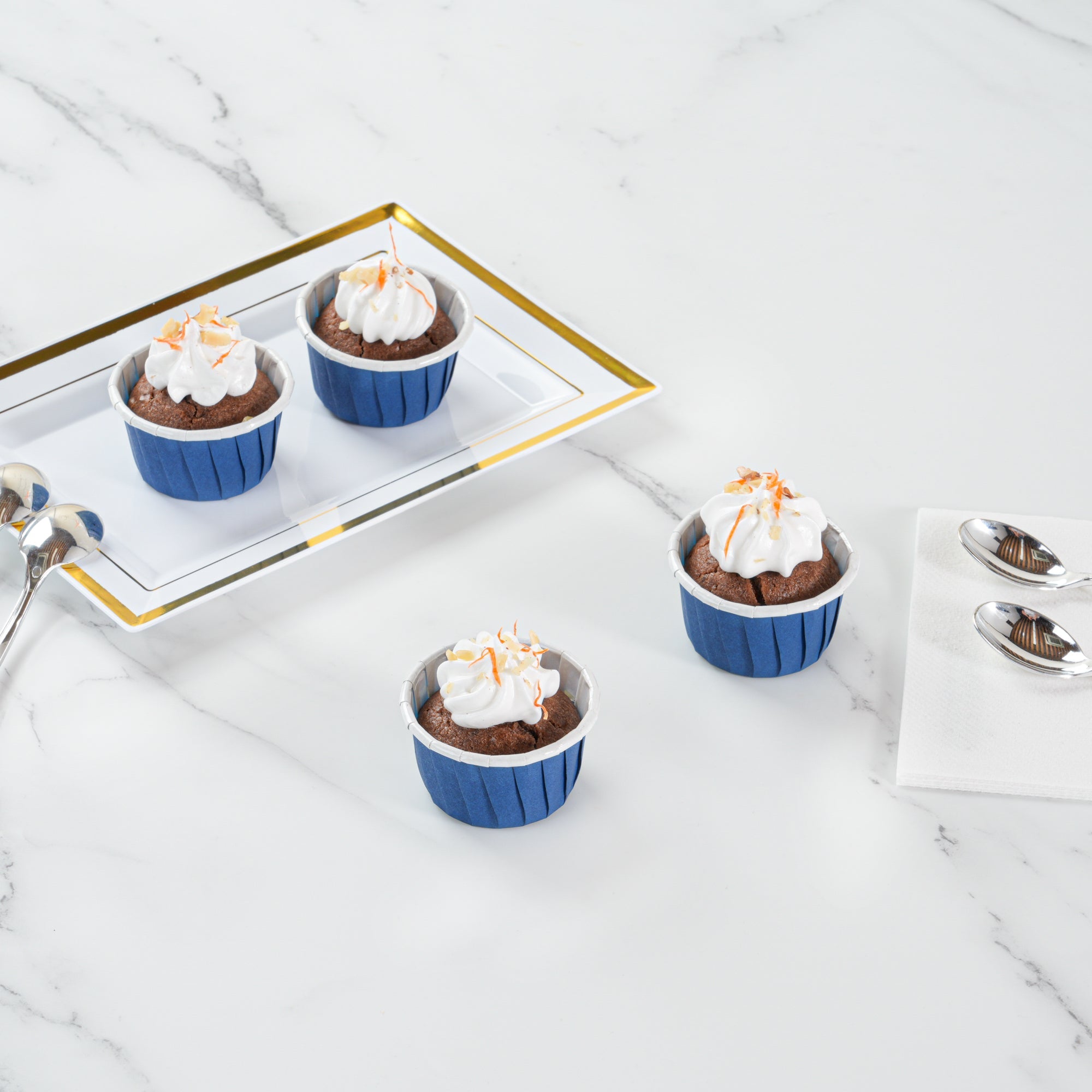 Panificio 1 oz Round Midnight Blue Paper Small Baking Cup - Pleated - 2" x 2" x 1 1/4" - 200 count box