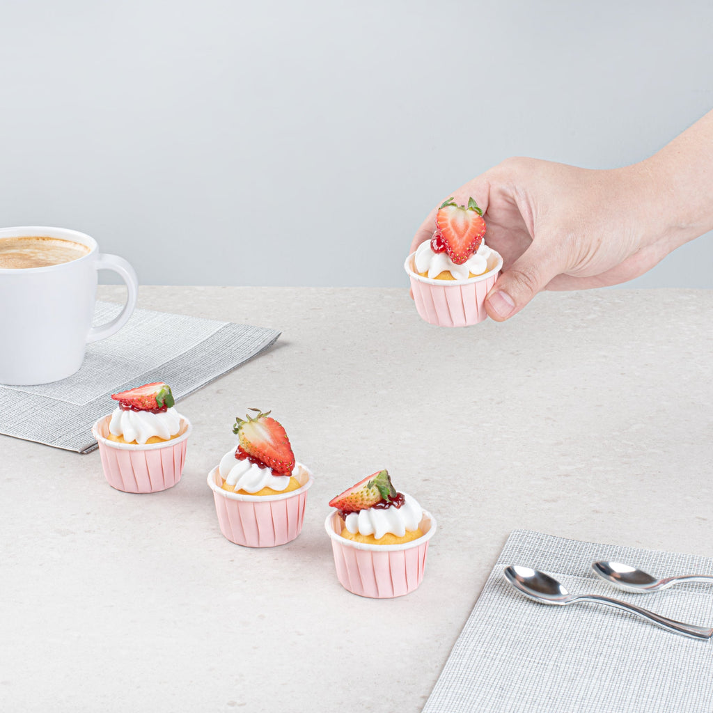 Panificio 1 oz Round Pink Paper Small Baking Cup - Pleated - 2" x 2" x 1 1/4" - 200 count box