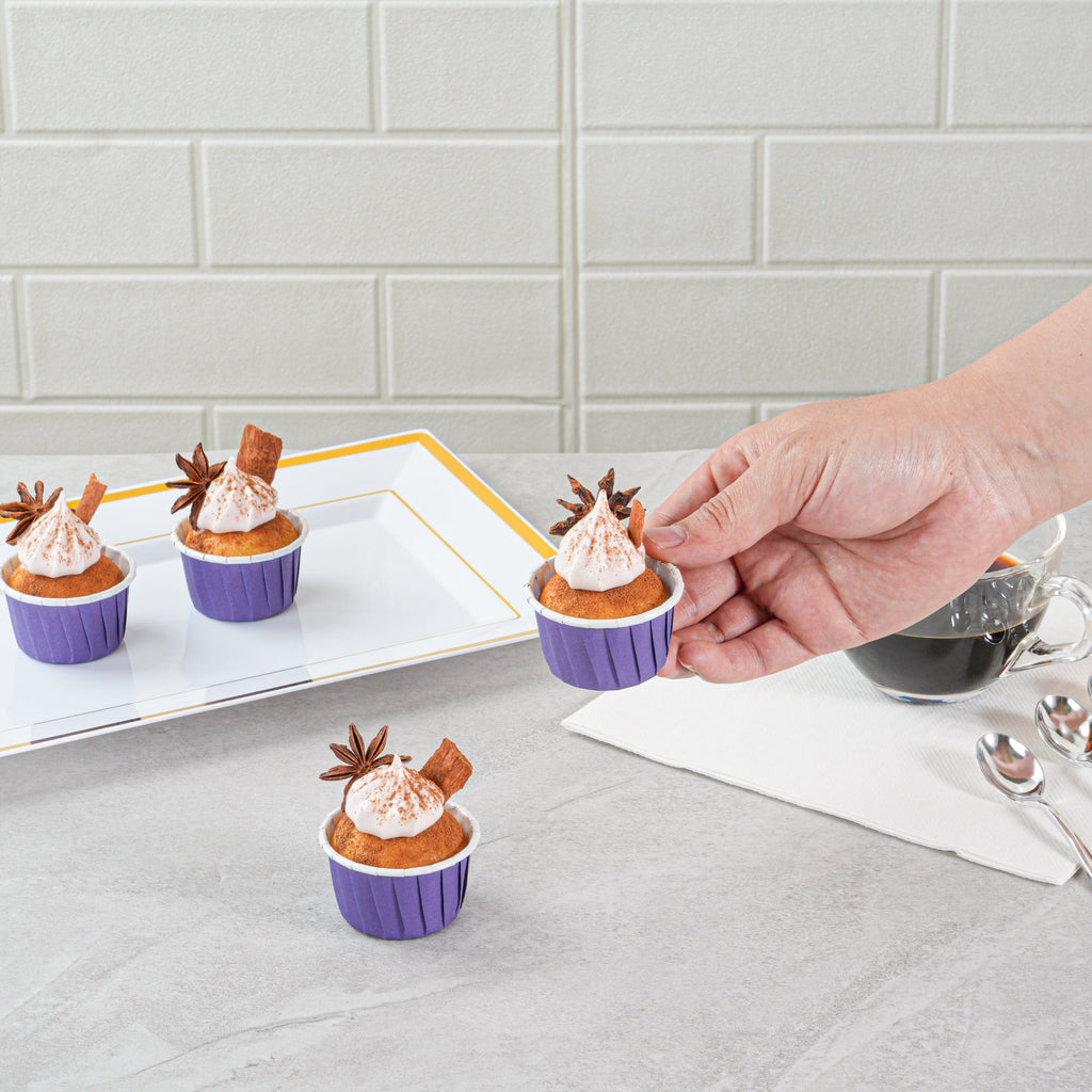 Panificio 1 oz Round Purple Paper Small Baking Cup - Pleated - 2" x 2" x 1 1/4" - 200 count box