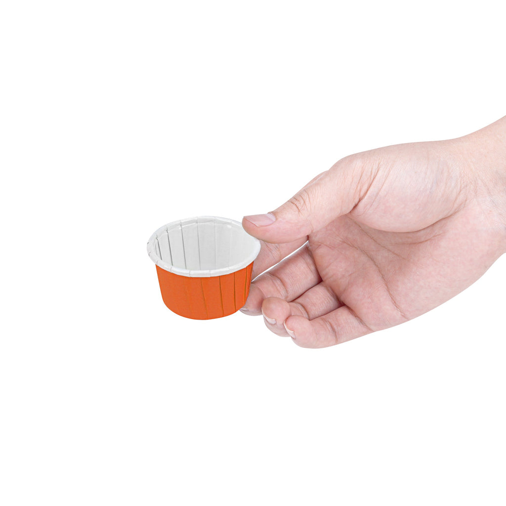 Panificio 1 oz Round Tangerine Orange Paper Small Baking Cup - Pleated - 2" x 2" x 1 1/4" - 200 count box