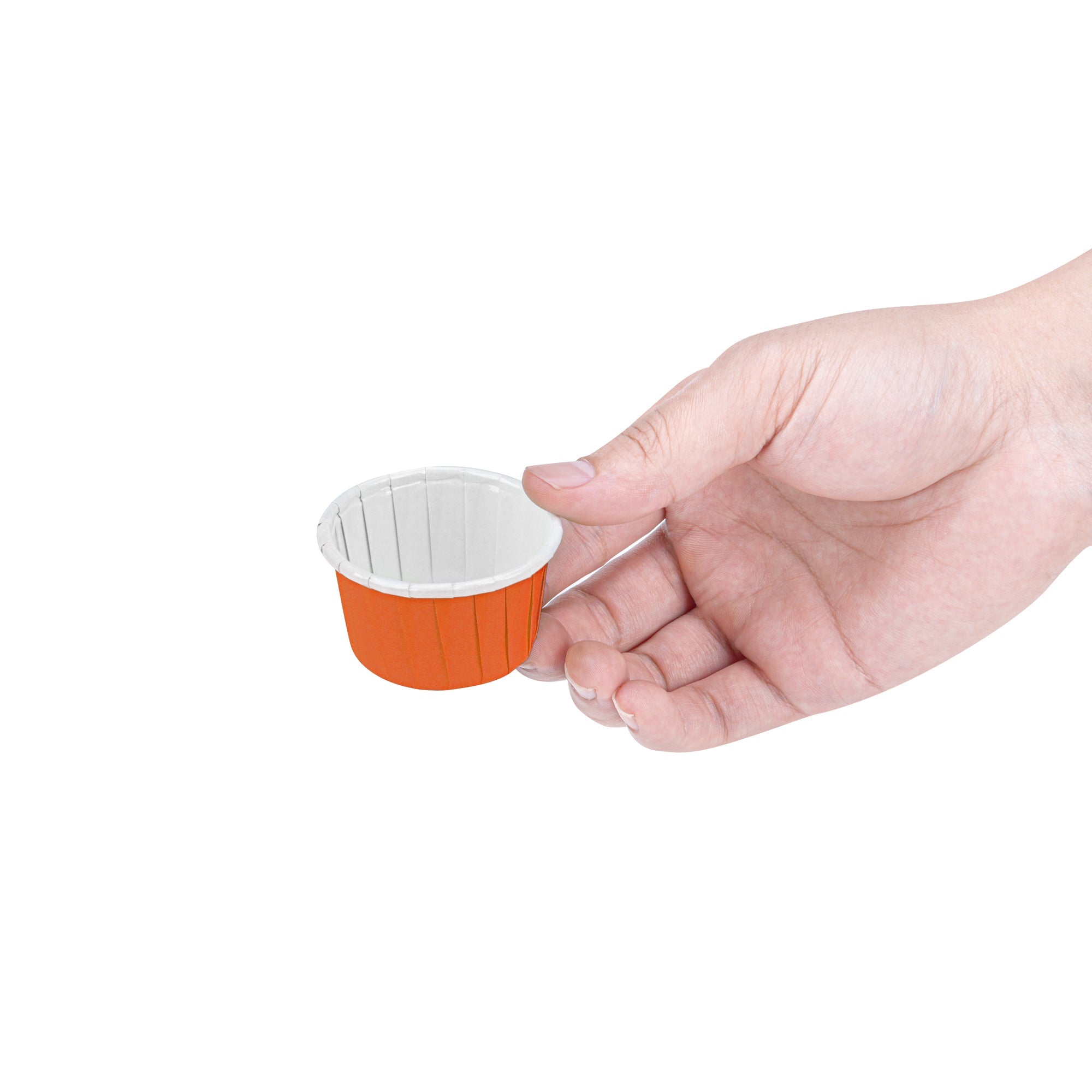 Panificio 1 oz Round Tangerine Orange Paper Small Baking Cup - Pleated - 2" x 2" x 1 1/4" - 200 count box
