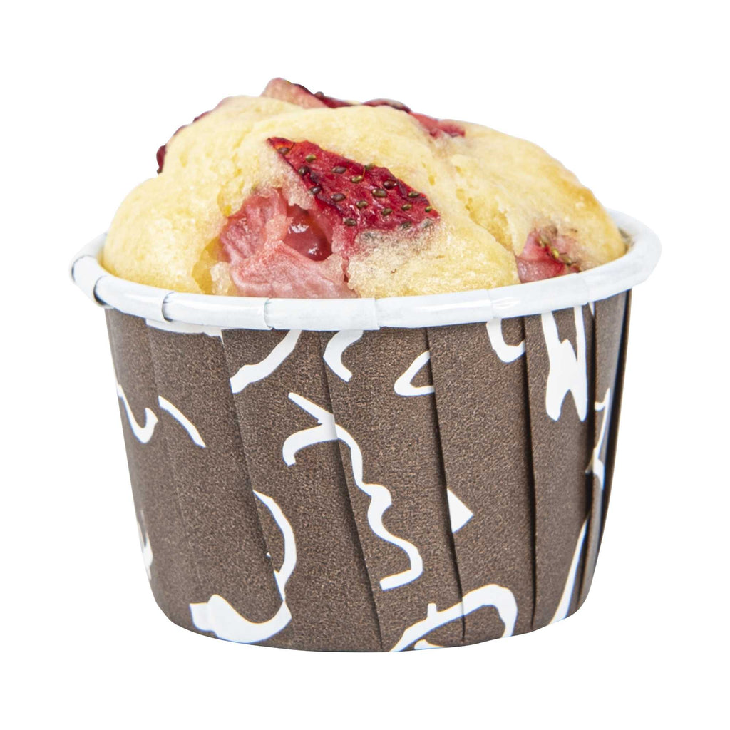 Panificio 2 oz Round Chocolate Wisp Paper Medium Baking Cup - Pleated - 2 1/4" x 2 1/4" x 1 1/2" - 200 count box