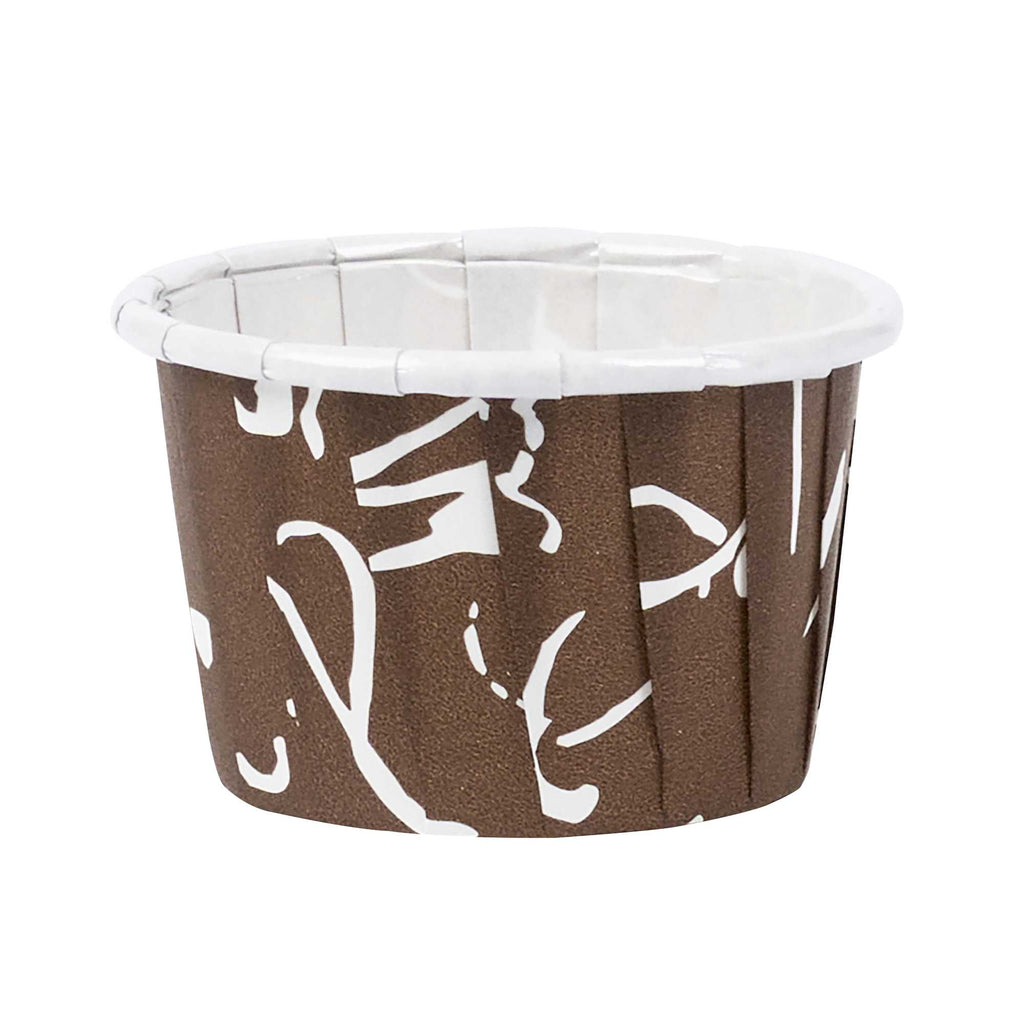 Panificio 2 oz Round Chocolate Wisp Paper Medium Baking Cup - Pleated - 2 1/4" x 2 1/4" x 1 1/2" - 200 count box