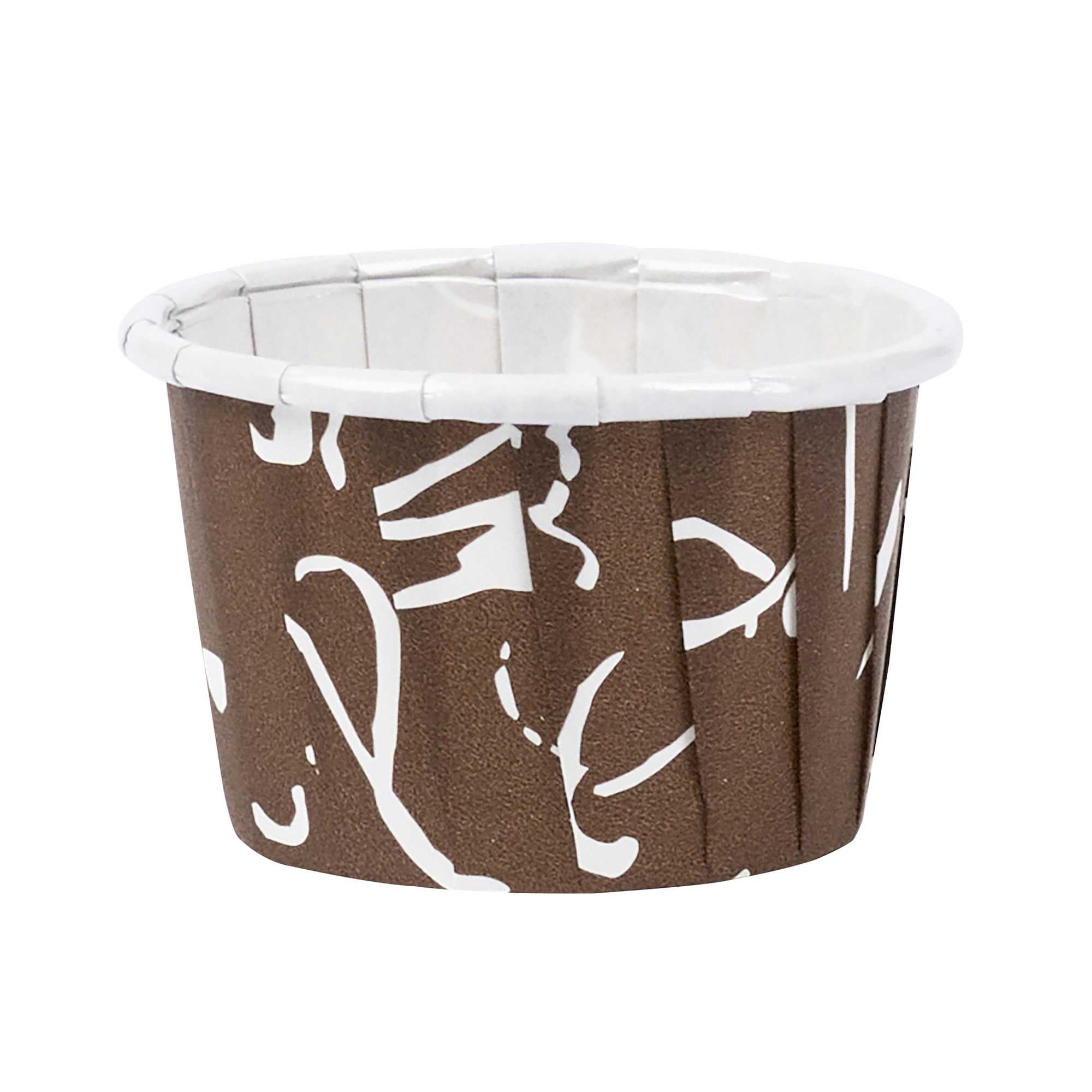 Panificio 2 oz Round Chocolate Wisp Paper Medium Baking Cup - Pleated - 2 1/4" x 2 1/4" x 1 1/2" - 200 count box