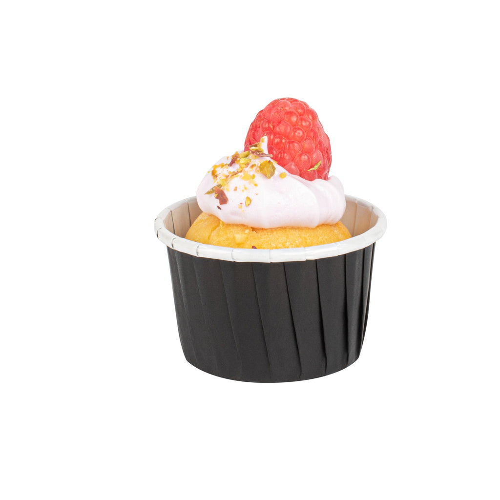Panificio 2 oz Round Black Paper Medium Baking Cup - Pleated - 2 1/4" x 2 1/4" x 1 1/2" - 200 count box