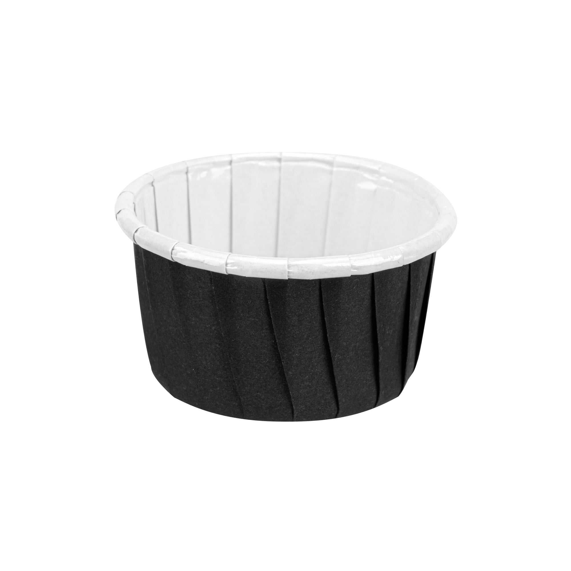 Panificio 2 oz Round Black Paper Medium Baking Cup - Pleated - 2 1/4" x 2 1/4" x 1 1/2" - 200 count box