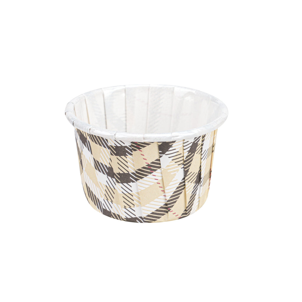 Panificio 2 oz Round Plaid Paper Medium Baking Cup - Pleated - 2 1/4" x 2 1/4" x 1 1/2" - 200 count box