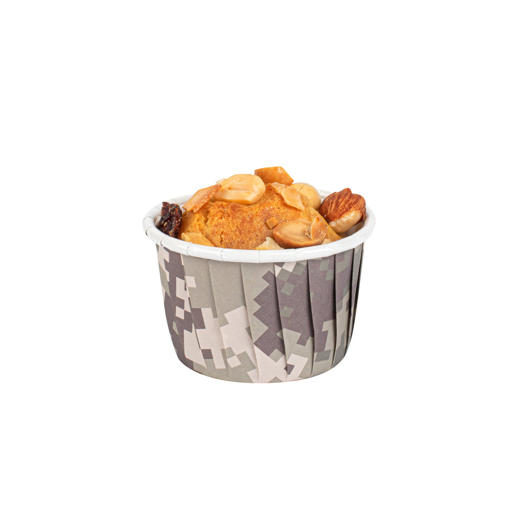 Panificio 2 oz Round Camouflage Paper Medium Baking Cup - Pleated - 2 1/4" x 2 1/4" x 1 1/2" - 200 count box