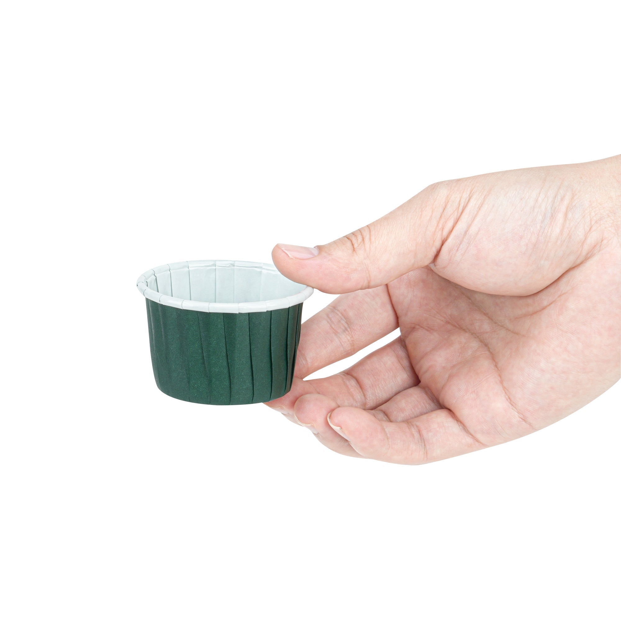Panificio 2 oz Round Forest Green Paper Medium Baking Cup - Pleated - 2 1/4" x 2 1/4" x 1 1/2" - 200 count box