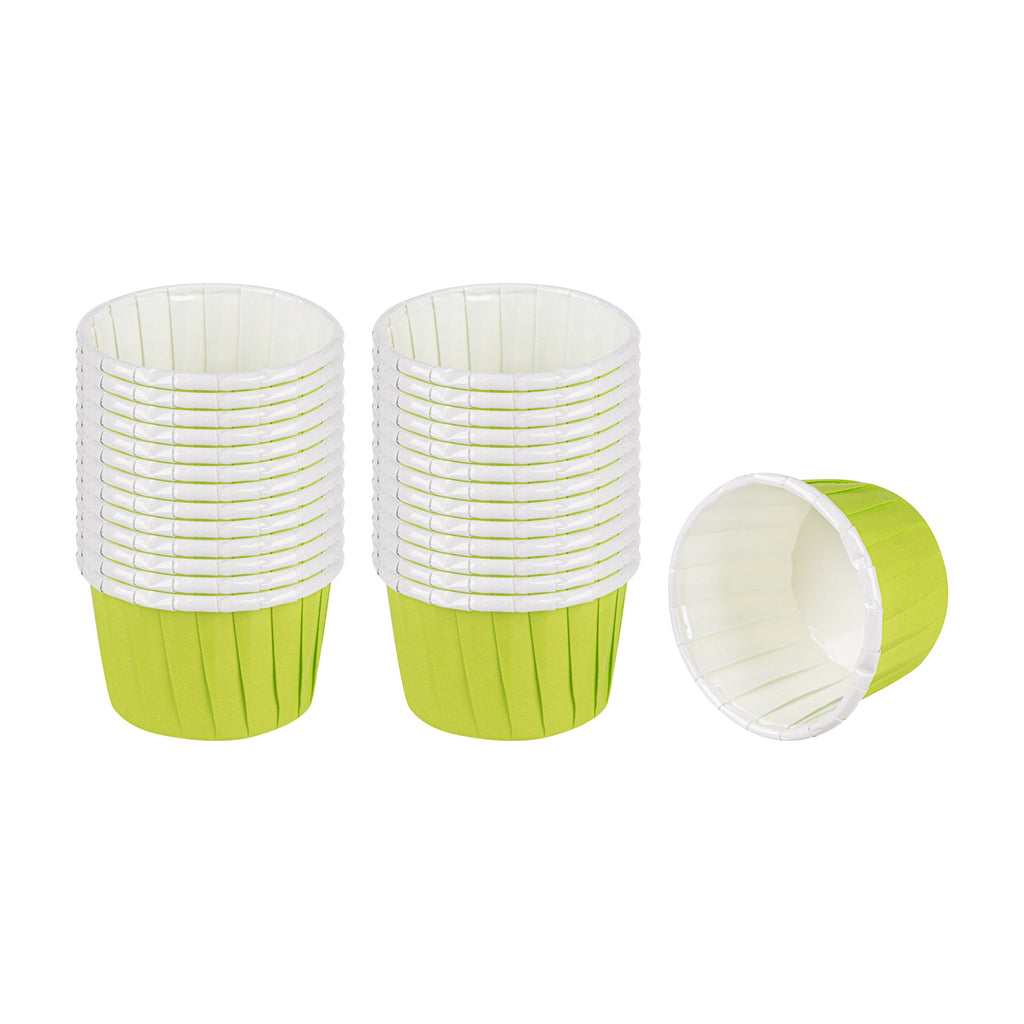 Panificio 2 oz Round Eco Green Paper Medium Baking Cup - Pleated - 2 1/4" x 2 1/4" x 1 1/2" - 200 count box