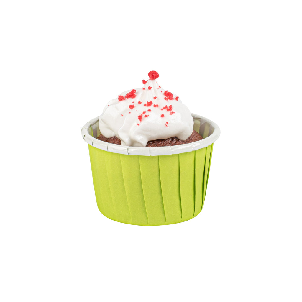 Panificio 2 oz Round Eco Green Paper Medium Baking Cup - Pleated - 2 1/4" x 2 1/4" x 1 1/2" - 200 count box