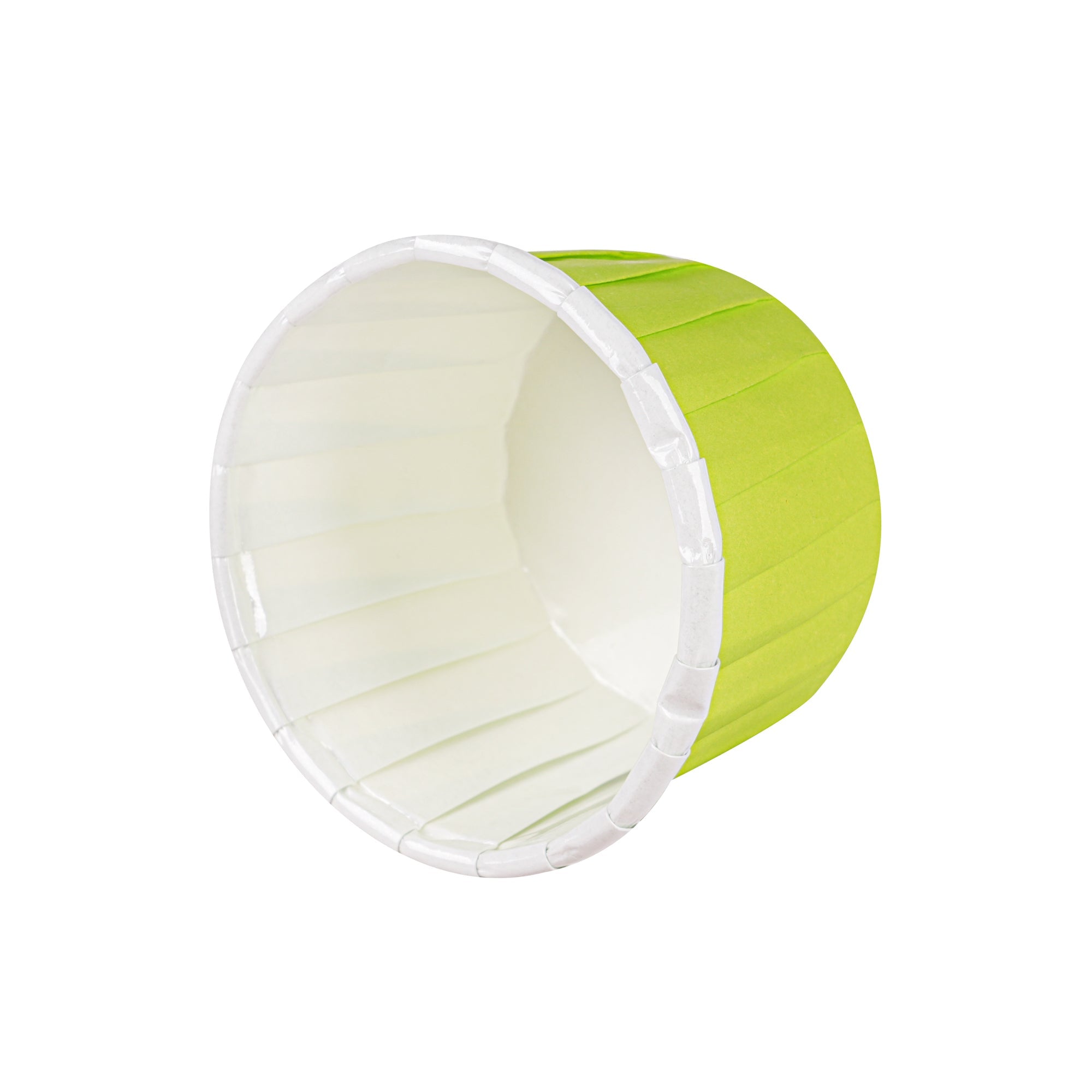 Panificio 2 oz Round Eco Green Paper Medium Baking Cup - Pleated - 2 1/4" x 2 1/4" x 1 1/2" - 200 count box