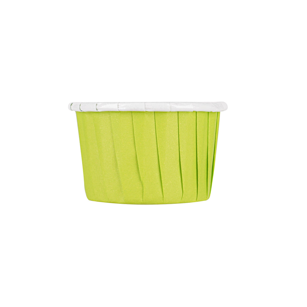 Panificio 2 oz Round Eco Green Paper Medium Baking Cup - Pleated - 2 1/4" x 2 1/4" x 1 1/2" - 200 count box
