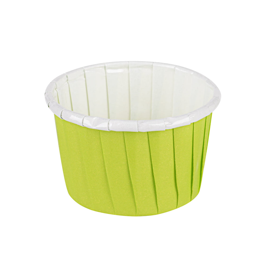 Panificio 2 oz Round Eco Green Paper Medium Baking Cup - Pleated - 2 1/4" x 2 1/4" x 1 1/2" - 200 count box