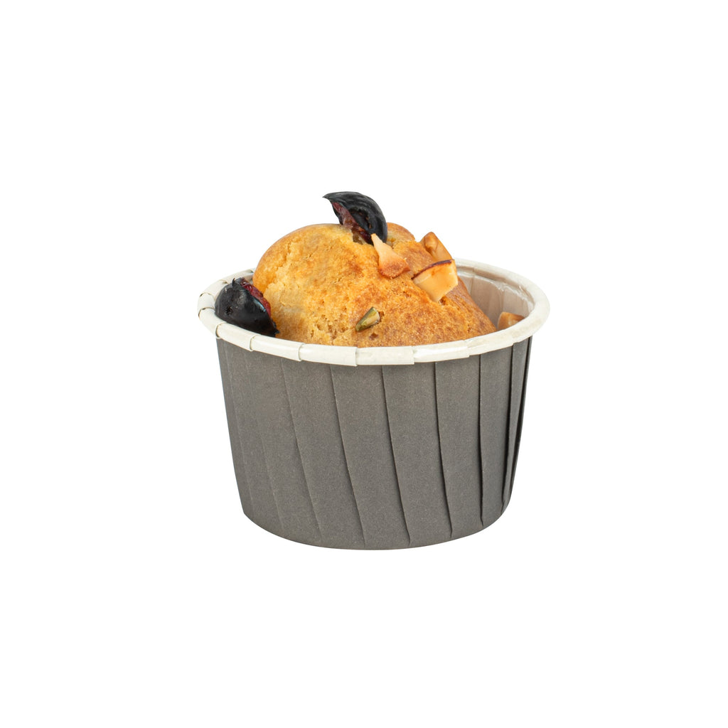 Panificio 2 oz Round Gray Paper Medium Baking Cup - Pleated - 2 1/4" x 2 1/4" x 1 1/2" - 200 count box