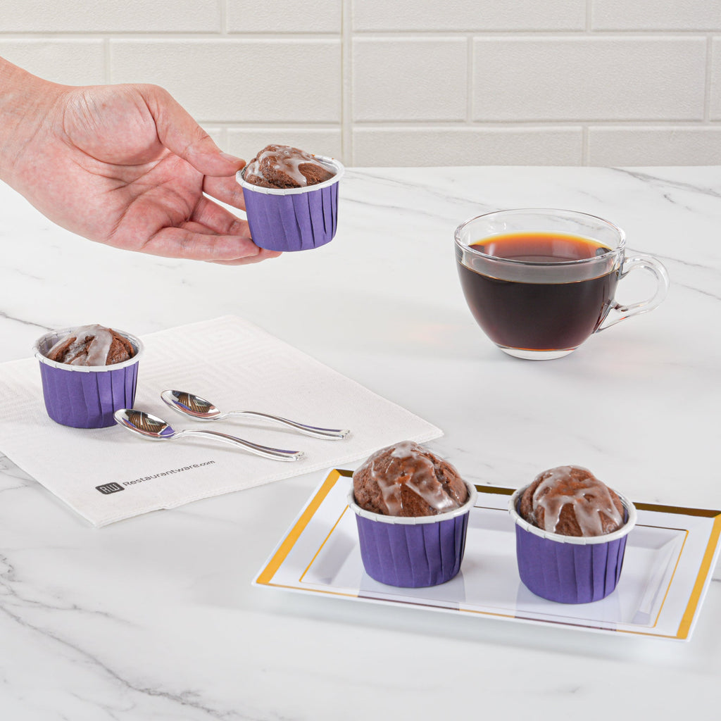 Panificio 2 oz Round Purple Paper Medium Baking Cup - Pleated - 2 1/4" x 2 1/4" x 1 1/2" - 200 count box