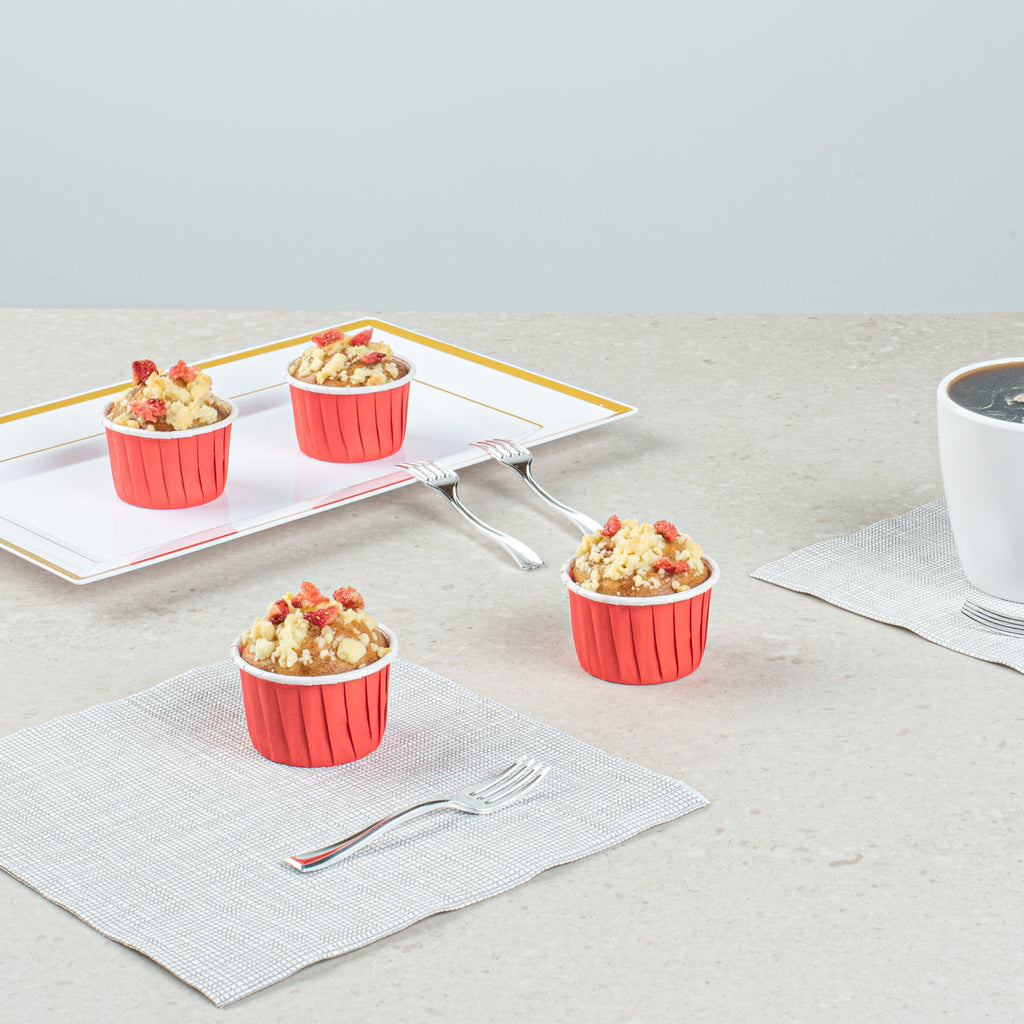 Panificio 2 oz Round Red Paper Medium Baking Cup - Pleated - 2 1/4" x 2 1/4" x 1 1/2" - 200 count box