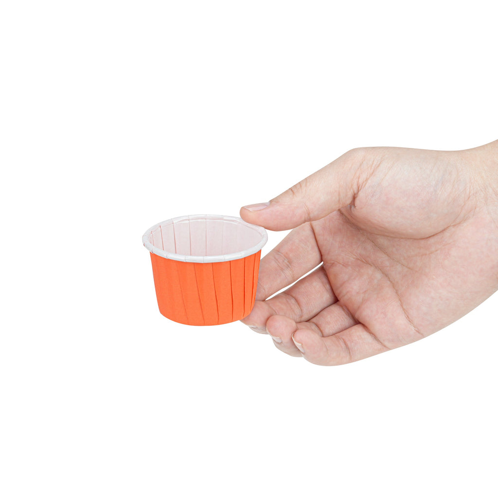 Panificio 2 oz Round Tangerine Orange Paper Medium Baking Cup - Pleated - 2 1/4" x 2 1/4" x 1 1/2" - 200 count box
