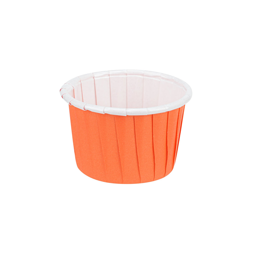 Panificio 2 oz Round Tangerine Orange Paper Medium Baking Cup - Pleated - 2 1/4" x 2 1/4" x 1 1/2" - 200 count box