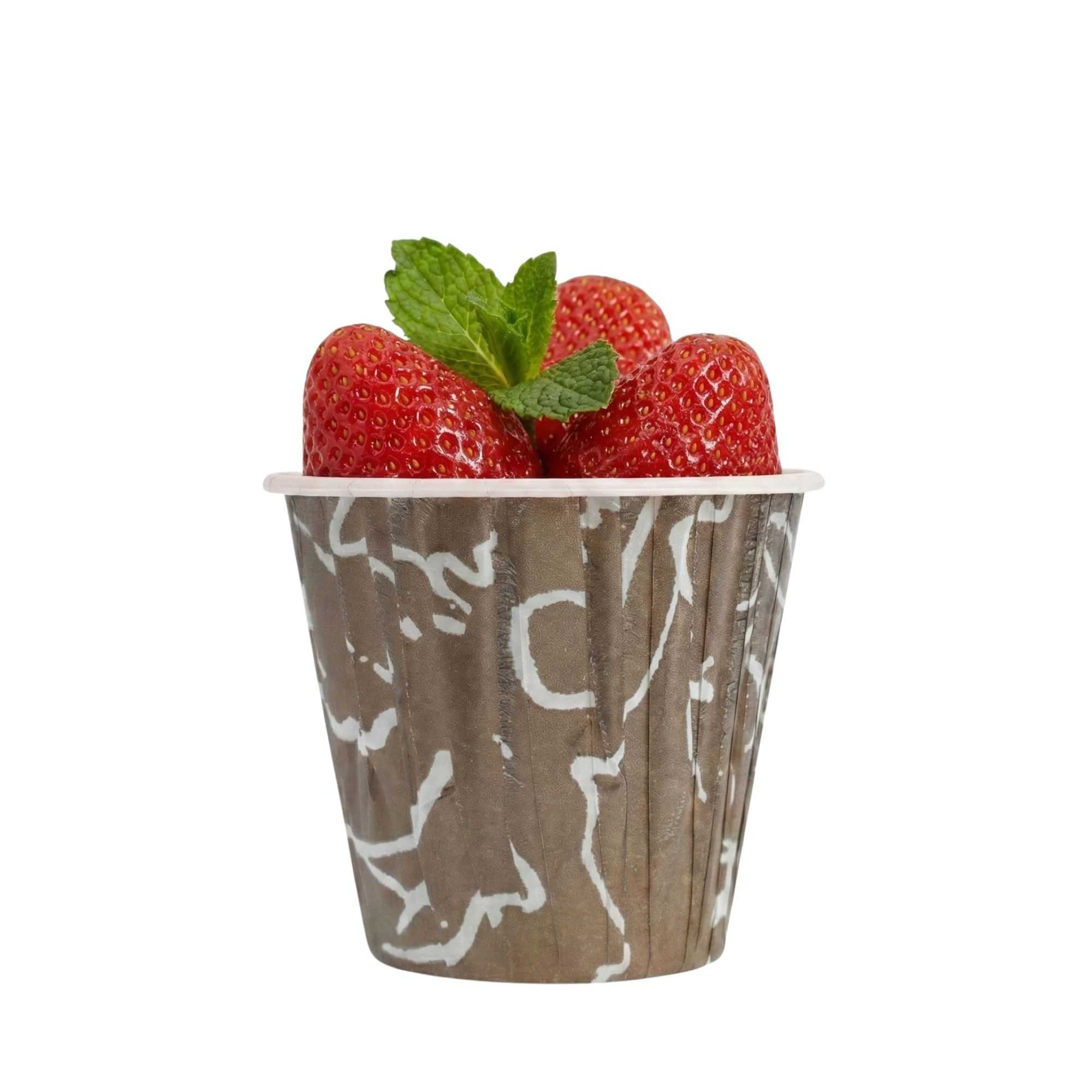 Panificio 4 oz Round Chocolate Wisp Paper Tall Baking Cup - Pleated - 3" x 3" x 2 3/4" - 200 count box